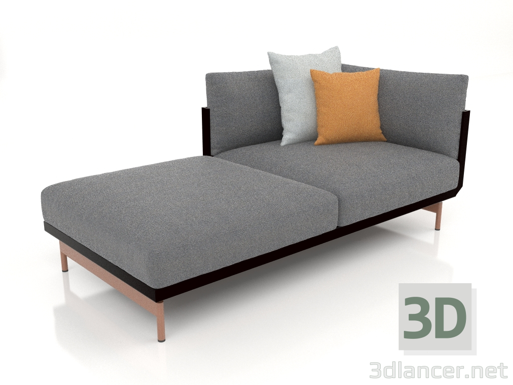 Modelo 3d Módulo de sofá, seção 2 esquerda (preto) - preview