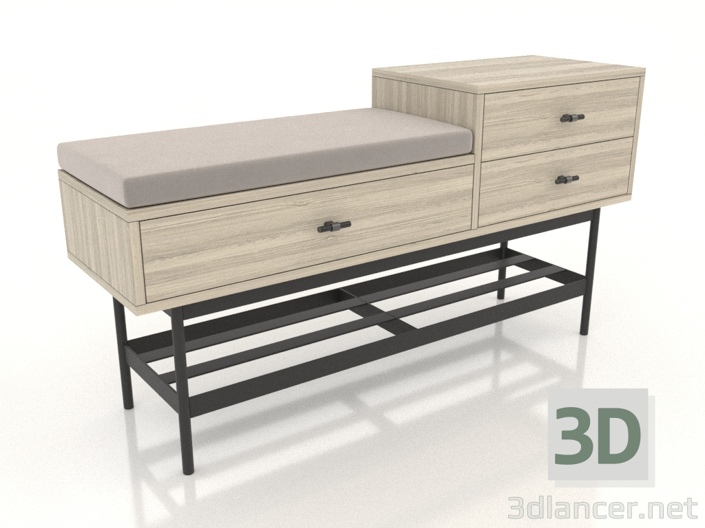 3d model Bench 2 (lightened oak) - preview