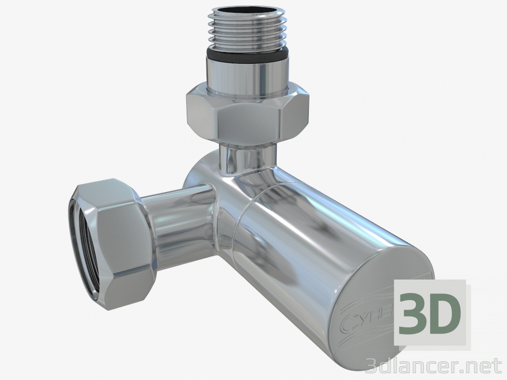 3d model 3D valve right (cylinder) G 1/2 "HP x G 3/4" NG - preview