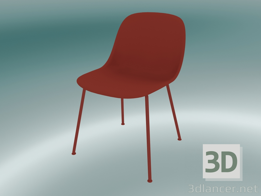3d model Silla de fibra con base de tubo (rojo polvoriento) - vista previa
