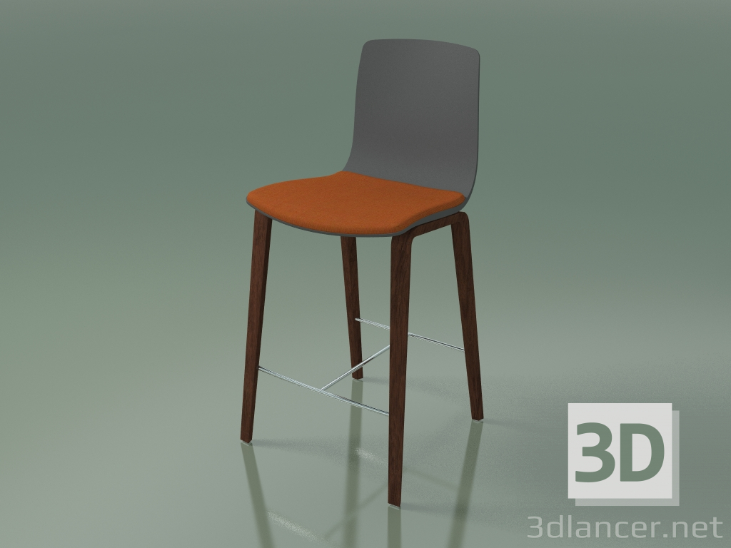 3d model Bar chair 3995 (4 wooden legs, with a pillow on the seat, polypropylene, walnut) - preview