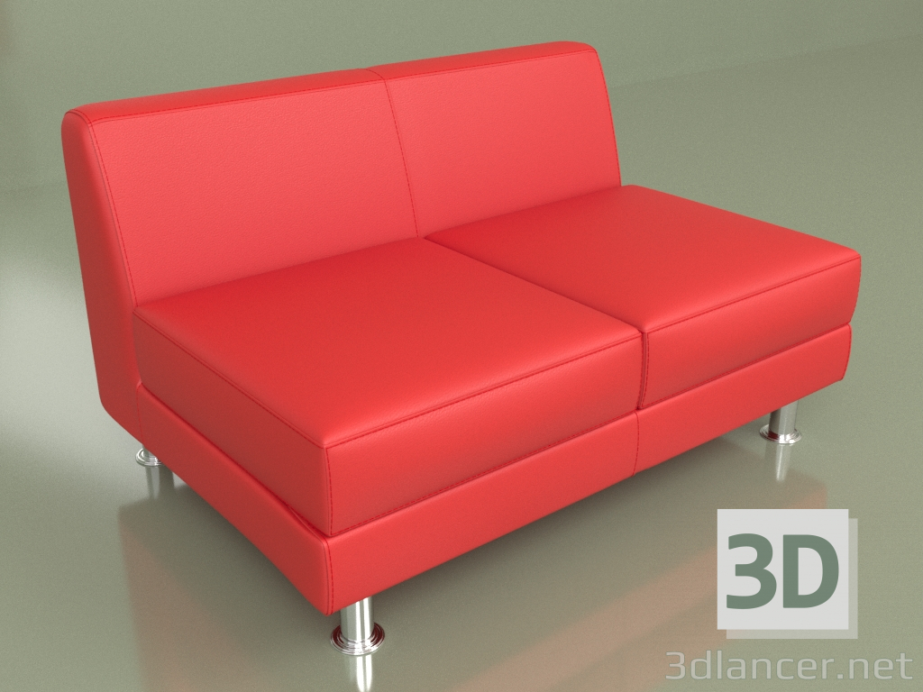 modello 3D Sezione Evolution 2 posti (pelle rossa) - anteprima