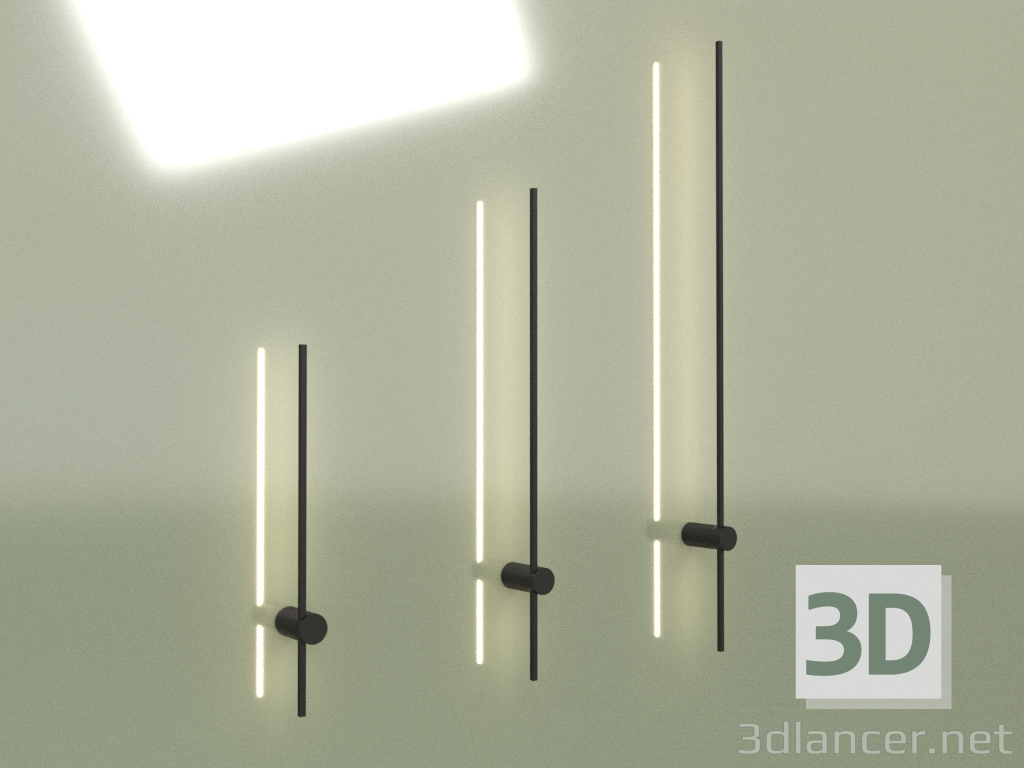 modello 3D Lampada da parete LINE 9W 3000K BK 13002 - anteprima