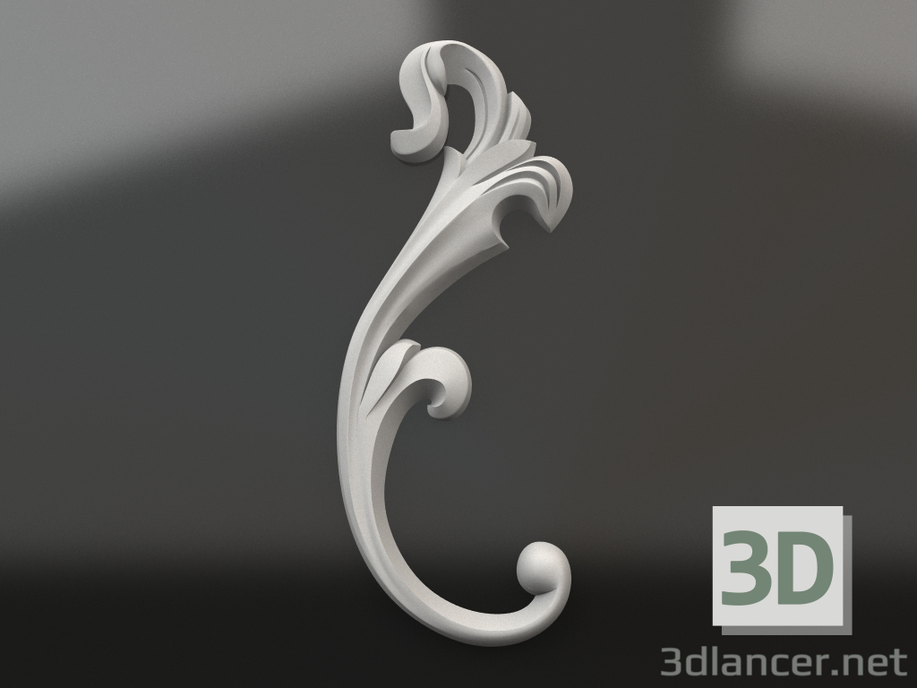 3d model Decorative plaster element DE 013 A (451x176) - preview