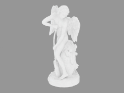 Scultura in marmo Cupido che taglia il suo arco dal club di Ercole