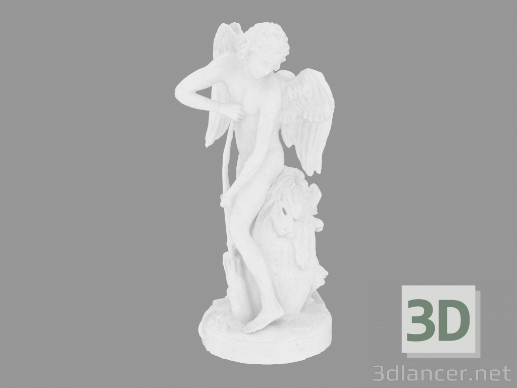 3D Modell Marmorskulptur Cupid, der seinen Bogen vom Verein von Hercules schneidet - Vorschau