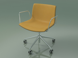 Cadeira 2048 (5 rodízios, com braços, cromado, com acabamento frontal, PO00412)