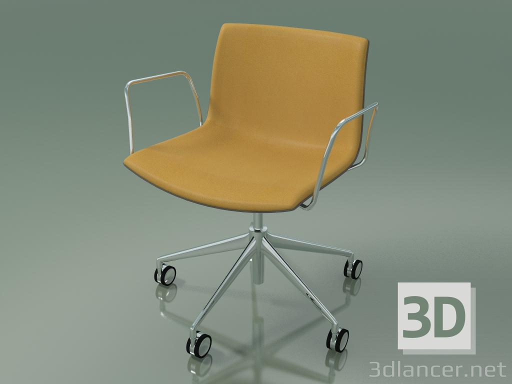 Modelo 3d Cadeira 2048 (5 rodízios, com braços, cromado, com acabamento frontal, PO00412) - preview