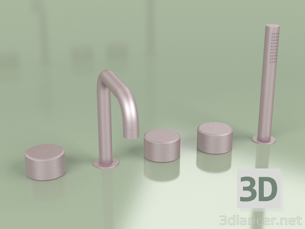 modello 3D Miscelatore con bocca girevole e miscelatore idroprogressivo con doccetta (16 98, OR) - anteprima
