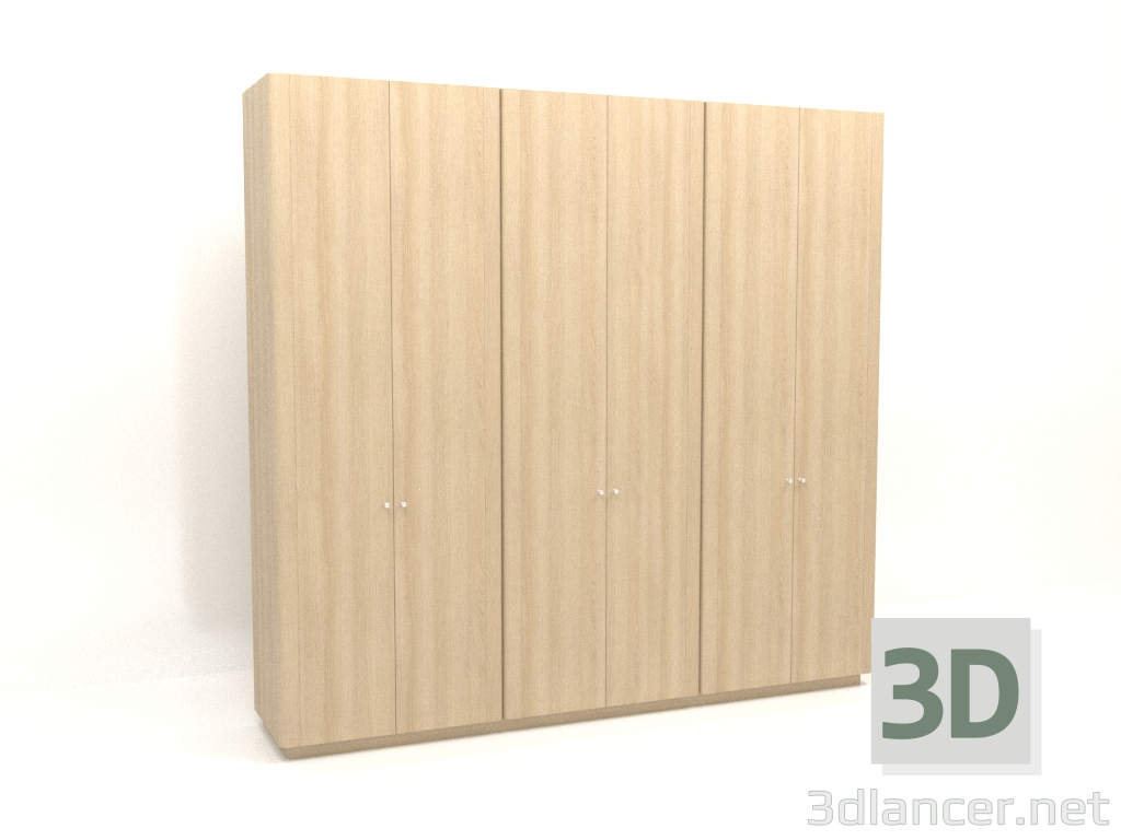 modello 3D Armadio MW 04 legno (3000x600x2850, legno bianco) - anteprima