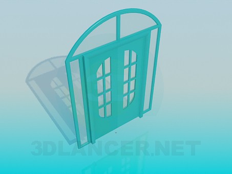 3d модель Двойная дверь со стеклянными вставками – превью 3d модель Двойная дверь со стеклянными вставками – превью