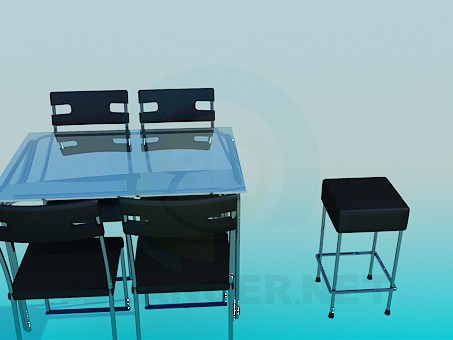 3d model Mesa con sillas para Cafe - vista previa