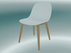 लकड़ी के आधार के साथ फाइबर कुर्सी (सफेद, ओक)