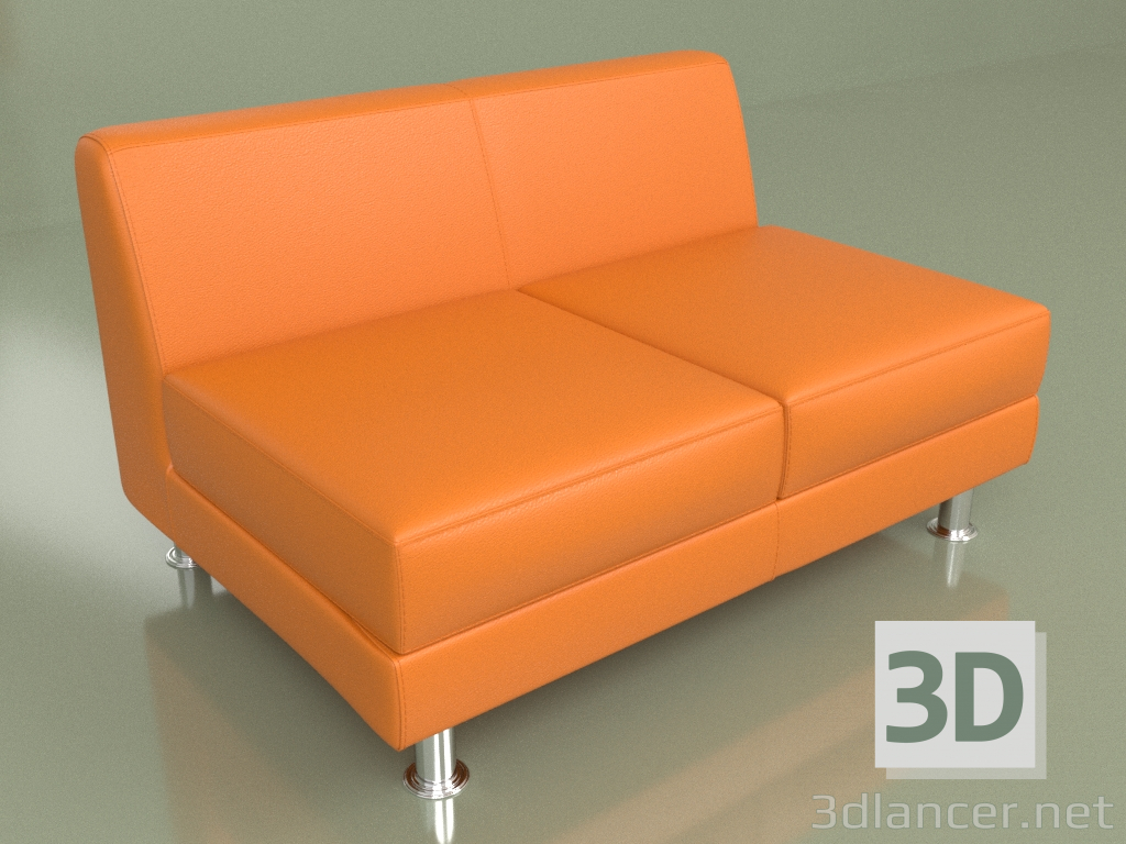 modello 3D Sezione Evolution 2 posti (pelle arancione) - anteprima