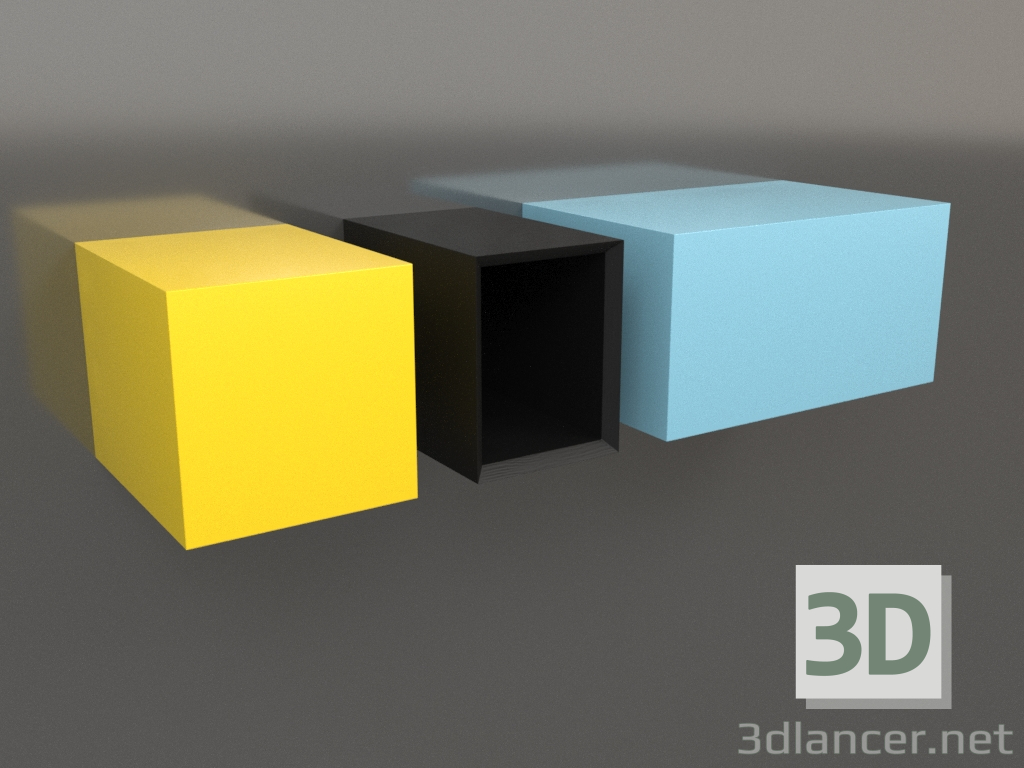 modèle 3D Set d'étagères ST 06 (bois noir) - preview