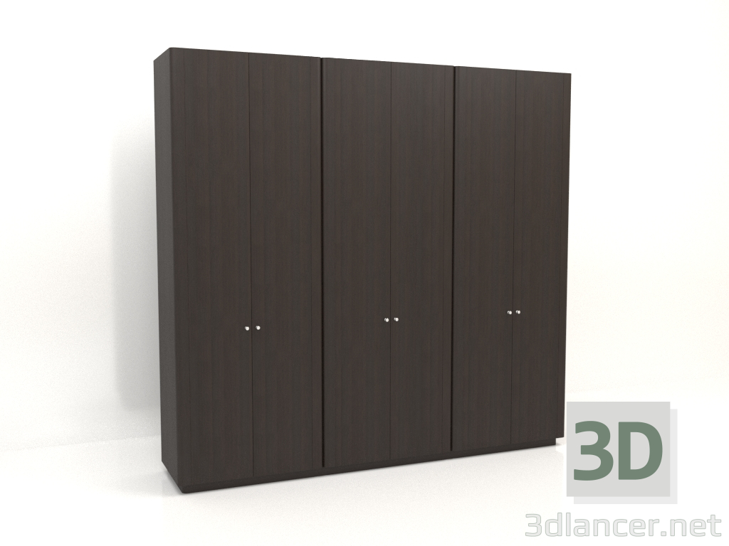 modello 3D Armadio MW 04 legno (3000x600x2850, legno marrone scuro) - anteprima