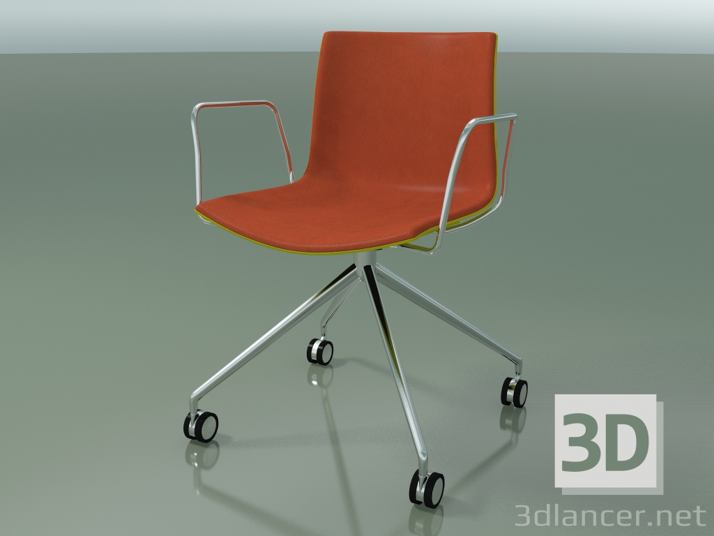 3D modeli Sandalye 0372 (4 tekerlekli, kolçaklı, LU1, ön kaplamalı, polipropilen PO00118) - önizleme