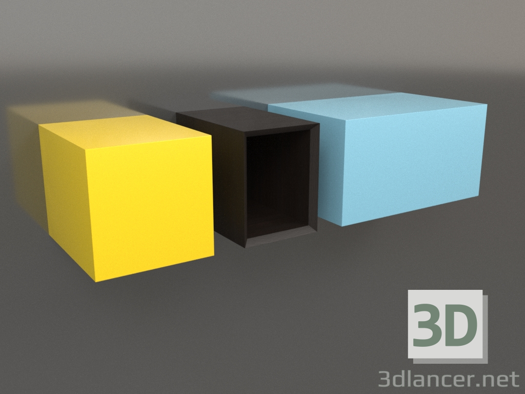 modèle 3D Lot d'étagères ST 06 (bois brun foncé) - preview