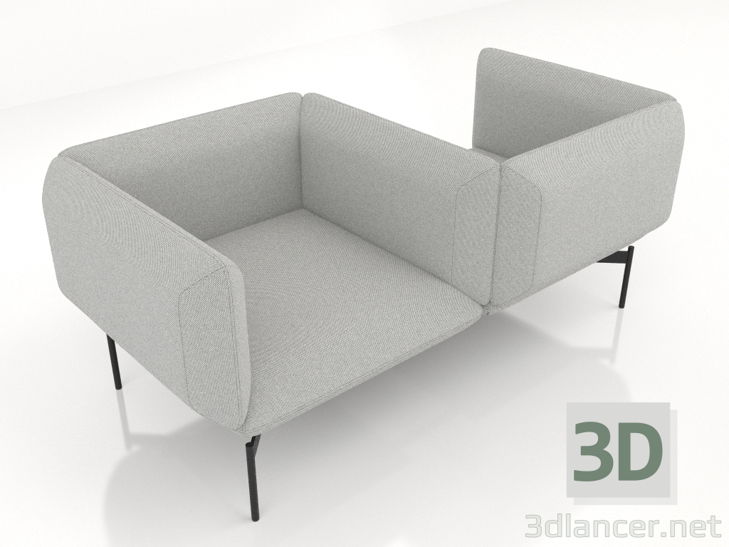 Modelo 3d Módulo de sofá cobra de 2 lugares - preview