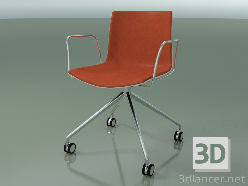 3d model Silla 0372 (4 ruedas, con reposabrazos, LU1, con tapizado delantero, polipropileno PO00101) - vista previa