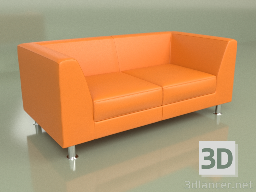 modello 3D Divano Evolution 2 posti (pelle arancione) - anteprima
