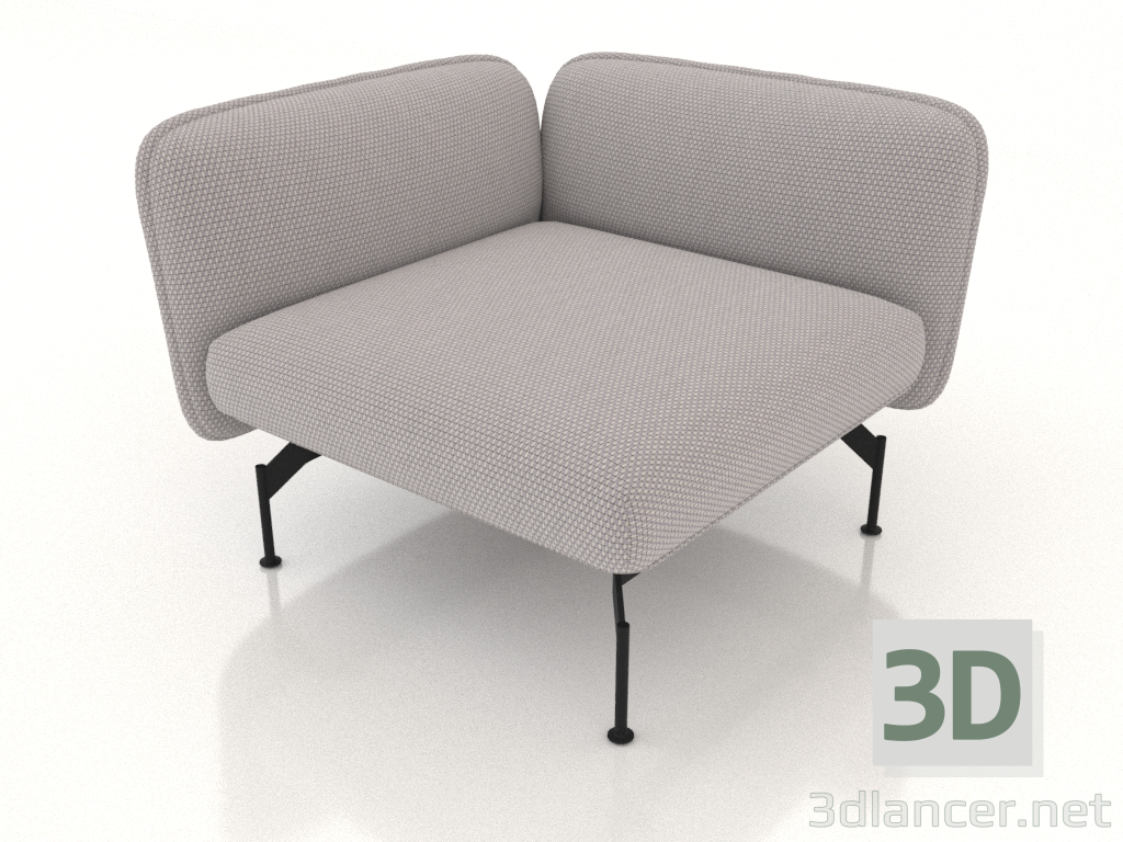 3d model 1-seater sofa module with an armrest on the left - preview