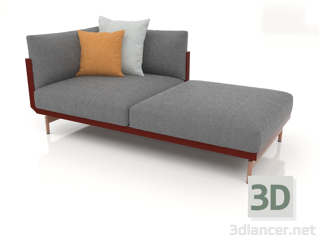 modèle 3D Module canapé, section 2 droite (Rouge vin) - preview
