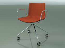 Sandalye 0372 (4 tekerlekli, kolçaklı, LU1, ön kaplamalı, polipropilen PO00109)