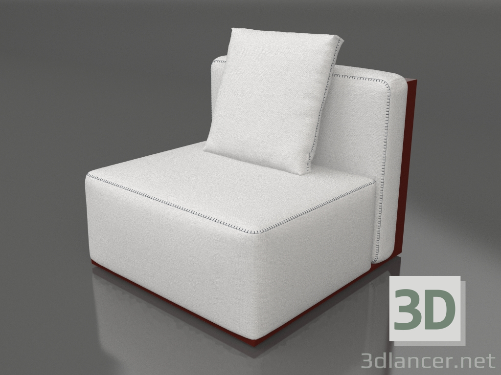 modèle 3D Module canapé, section 3 (Rouge vin) - preview