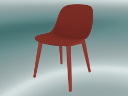 Cadeira de fibra com base de madeira (vermelho empoeirado)