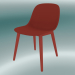Modelo 3d Cadeira de fibra com base de madeira (vermelho empoeirado) - preview