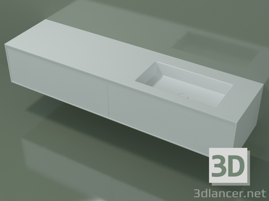 3D Modell Waschbecken mit Schubladen (06UCA24D1, Glacier White C01, L 192, P 50, H 36 cm) - Vorschau