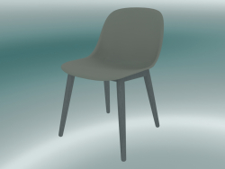 Fiber chair with wood base (Gray)