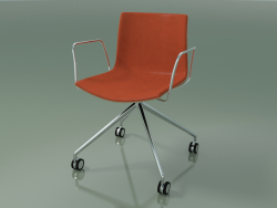 Cadeira 0333 (4 rodízios, com braços, LU1, com guarnição frontal, em carvalho branqueado)
