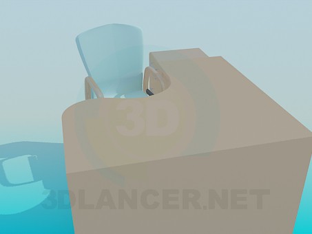 3d модель Стіл для комп'ютера зі стільцем – превью 3d модель Стіл для комп'ютера зі стільцем – превью