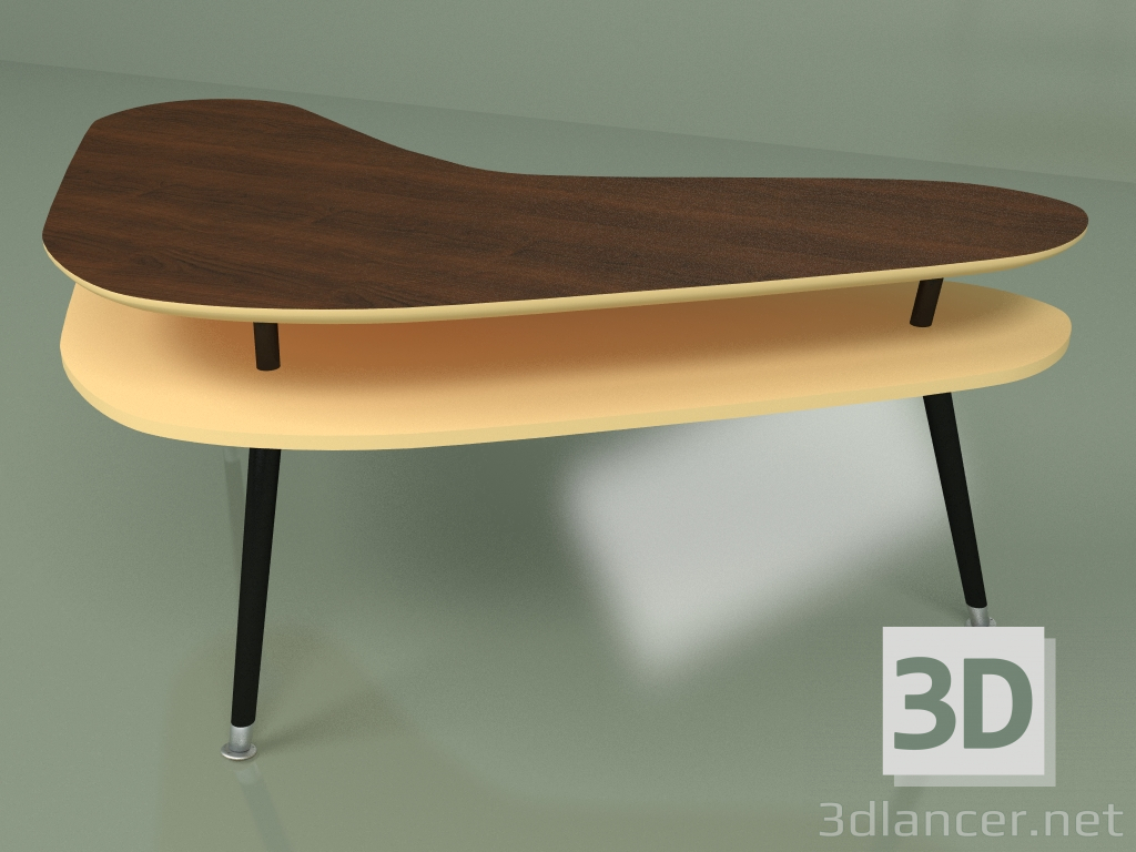 modello 3D Tavolino Boomerang (giallo ocra) - anteprima