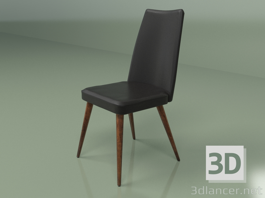 3D modeli Sandalye Lounge Yüksek (siyah deri) - önizleme