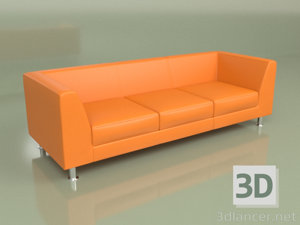 Modelo 3d Sofá Evolution de 3 lugares (couro laranja) - preview