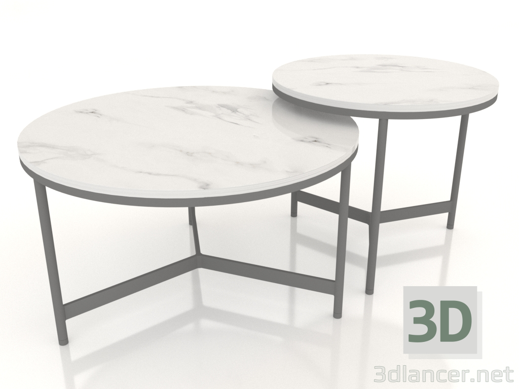 modello 3D Set di 2 tavolini Fabio (ceramica bianca) - anteprima