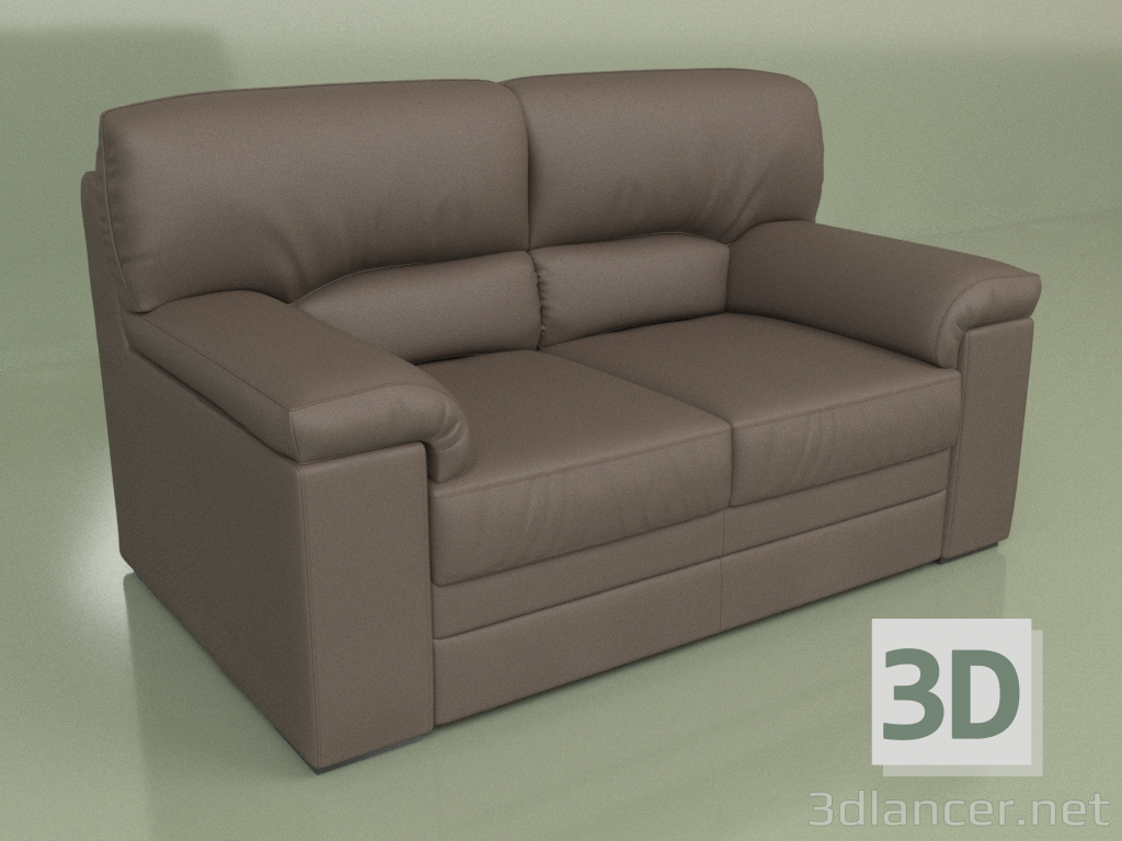 modello 3D Ella divano 2 posti (pelle marrone) - anteprima