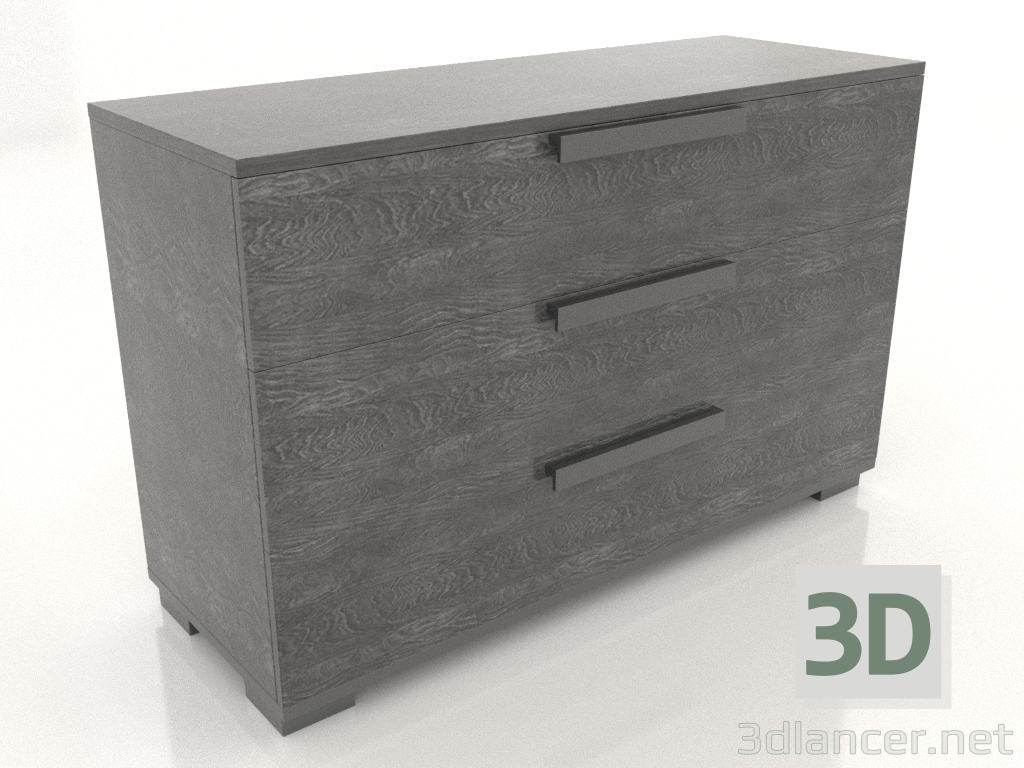 modèle 3D Commode Sarah (3 tiroirs, gris) - preview