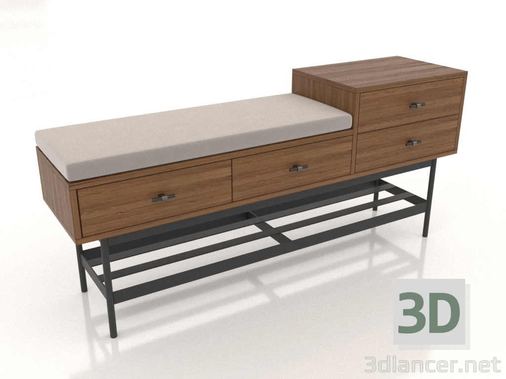 3d model Bench 3 (light walnut) - preview