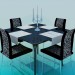 modello 3D Set di tavolo e sedie - anteprima