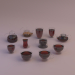 3d Glass cups and teapots model buy - render