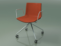 Chair 0333 (4 castors, with armrests, LU1, with front trim, wenge)