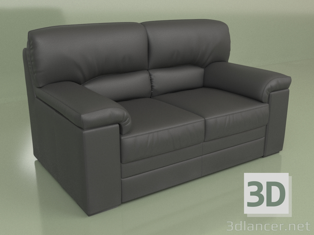 modello 3D Ella divano 2 posti (pelle nera) - anteprima