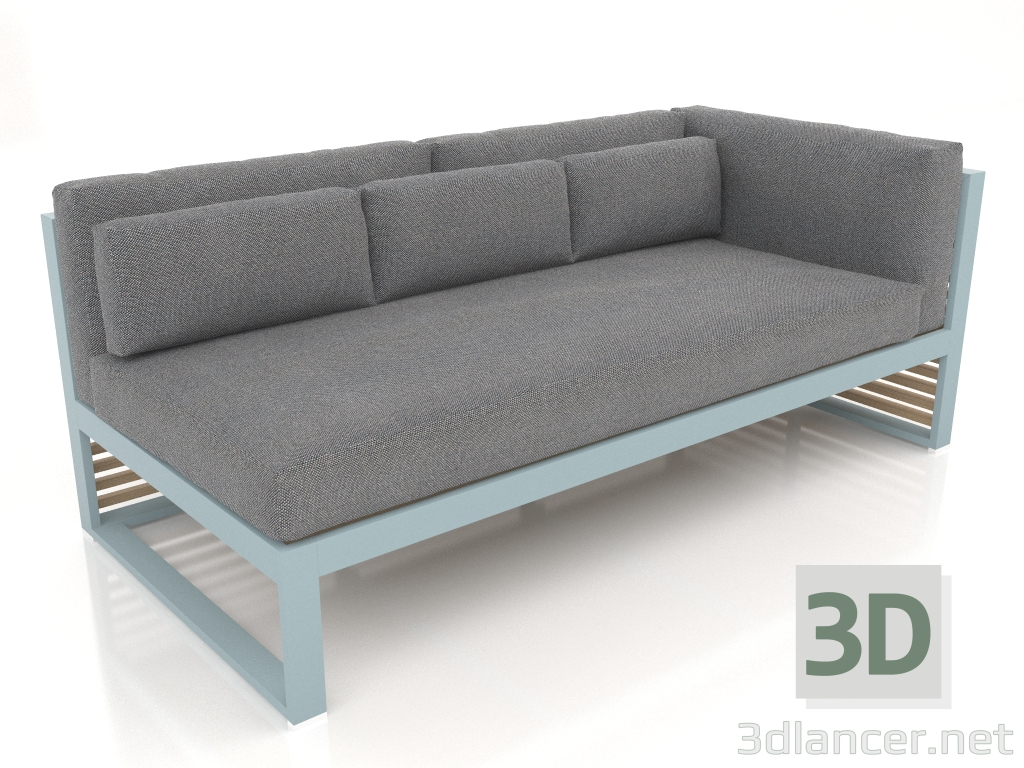 modèle 3D Canapé modulable section 1 droite (Bleu gris) - preview