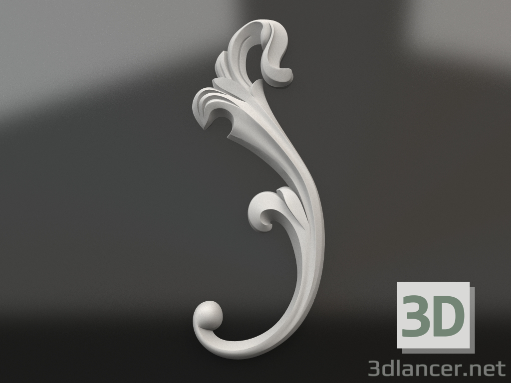 Modelo 3d Elemento decorativo de gesso DE 013 B (451x176) - preview