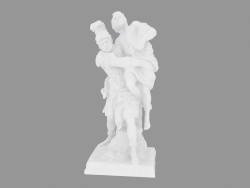 Composizione scultura in marmo Enee e Anchise