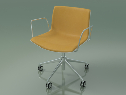 Sandalye 2048 (5 tekerlekli, kolçaklı, krom, ön kaplamalı, PO00401)